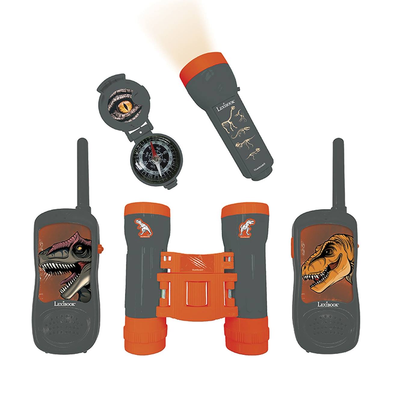 Kit D’aventurier Dinosaure - Talkies-walkies 120m, Boussole, Lampe De Poche, Jumelles Multicolore Kit D’aventurier Dinosaure - Talkies-walkies 120m, Boussole, Lampe De Poche, Jumelles Multicolore