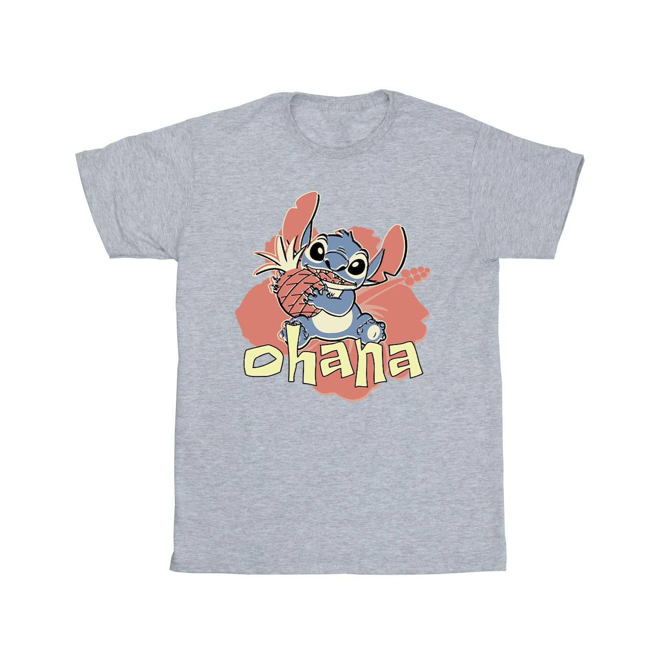 T-shirt Ohana Coton Disney Gris Chiné