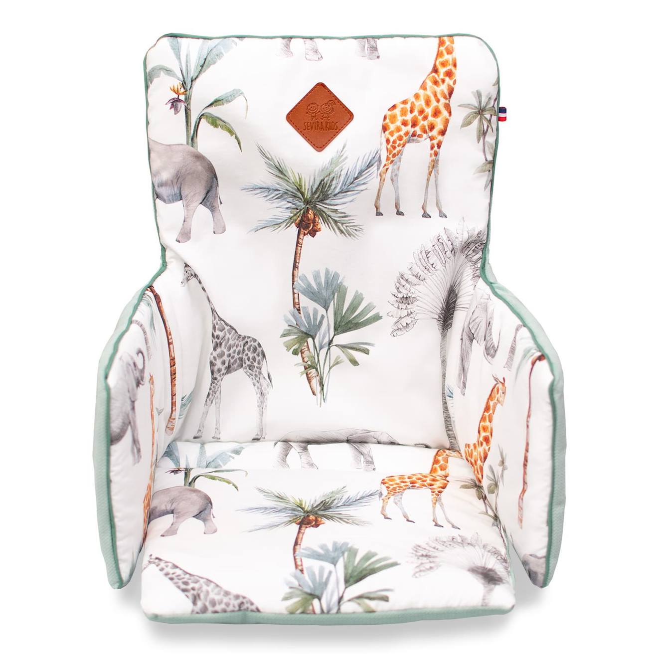 Coussin De Chaise Haute Réversible Safari Safari, Vert, Gris, Blanc