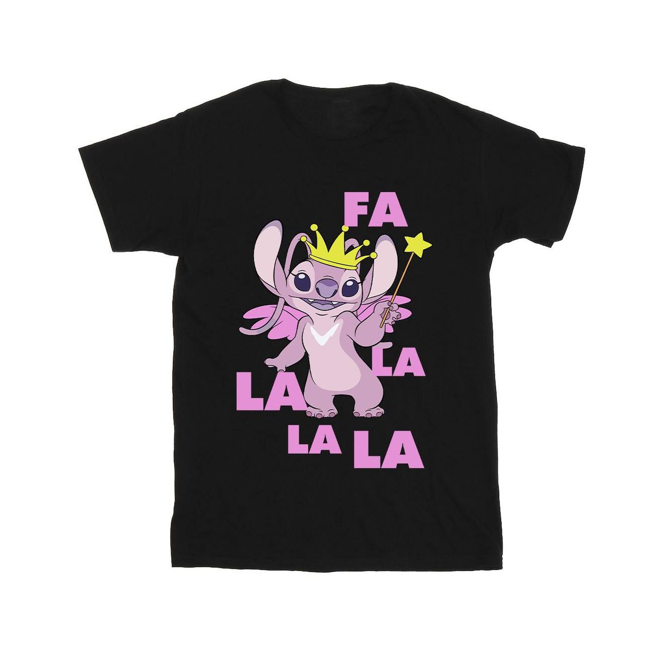 T-shirt Angel Fa La La Coton Disney Noir