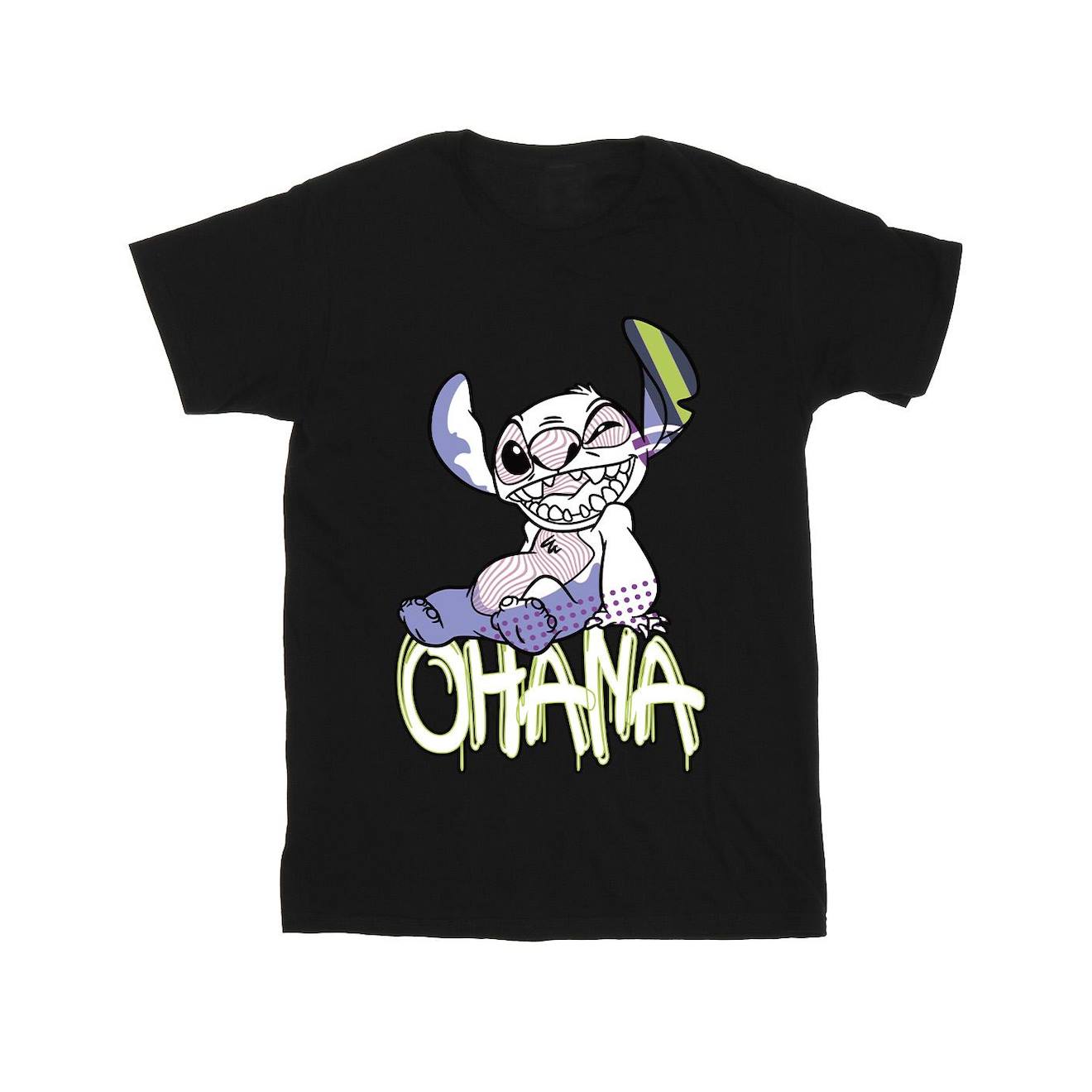 T-shirt Ohana Coton Disney Noir