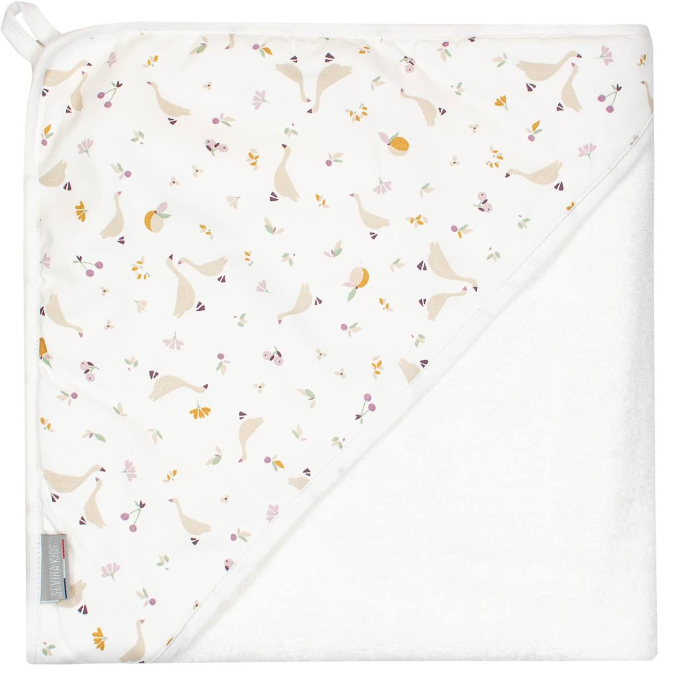 Grande Cape De Bain En Coton Et Bambou Sidonia Sidonia, Beige, Écru, Blanc