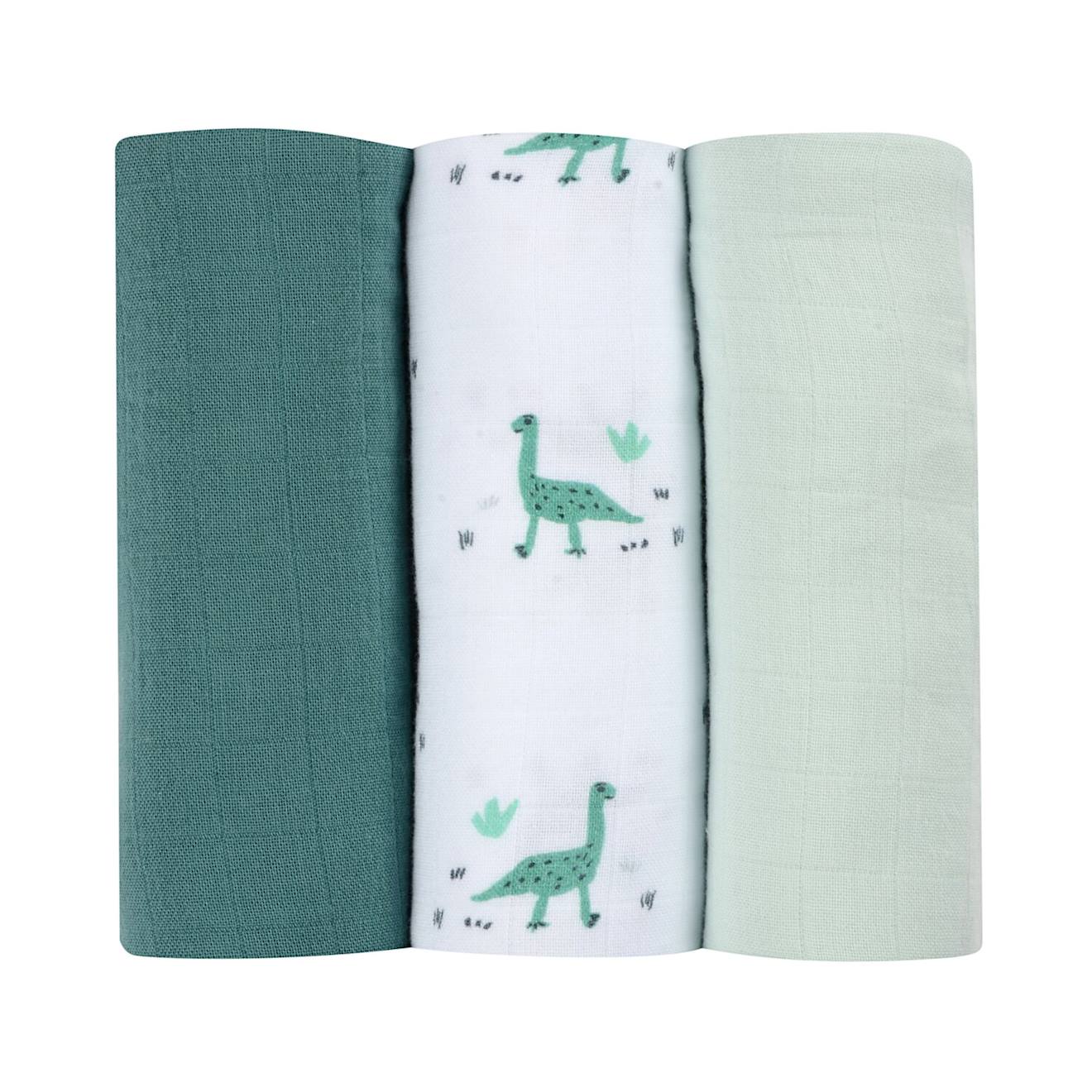 Lot De 3 Langes En Coton Vert