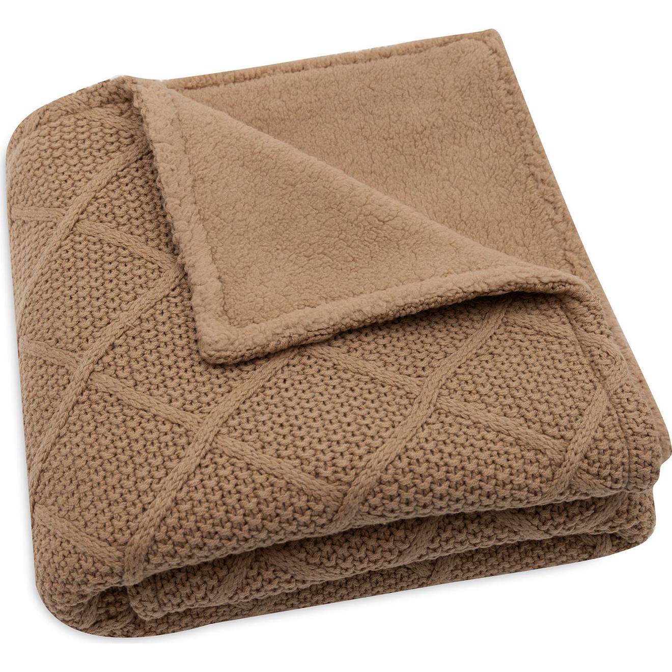 Couverture En Tricot Check Knit Oatmeal (75 X 100 Cm) Marron Foncé