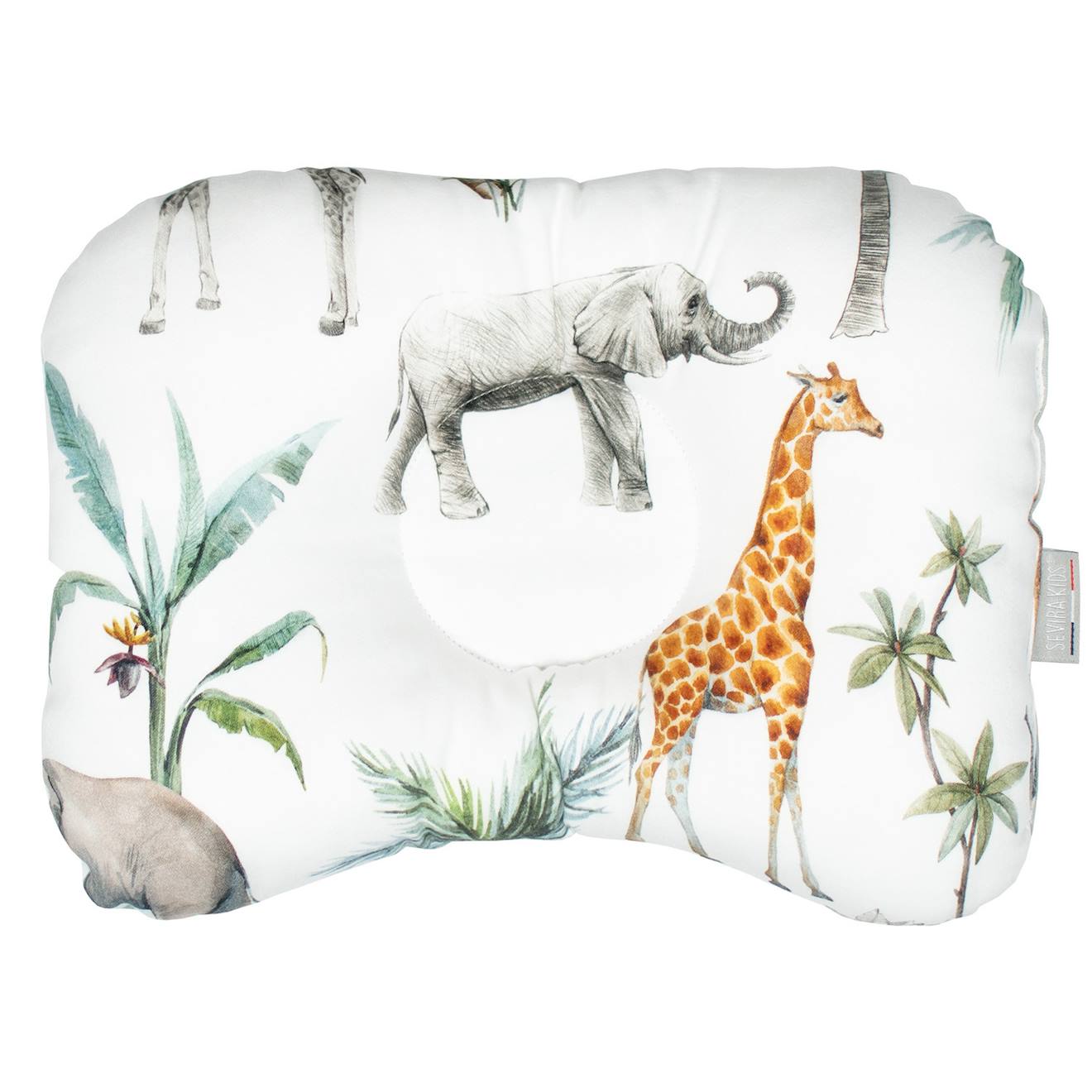 Coussin Cale-tête Ergonomique En Coton Safari Safari, Vert, Gris, Blanc