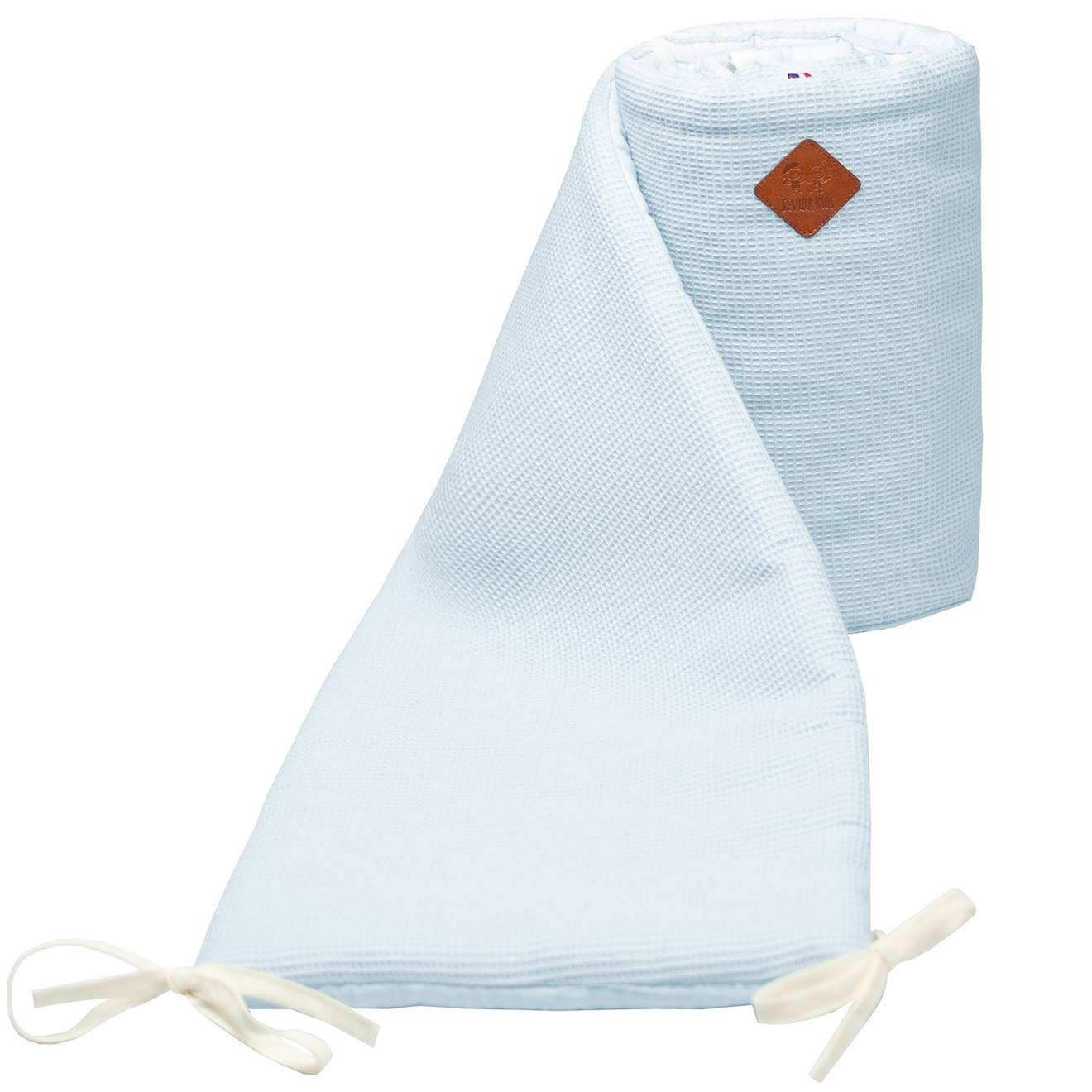 Tour De Lit Universel En Gaze De Coton Nid D'abeille Bleu