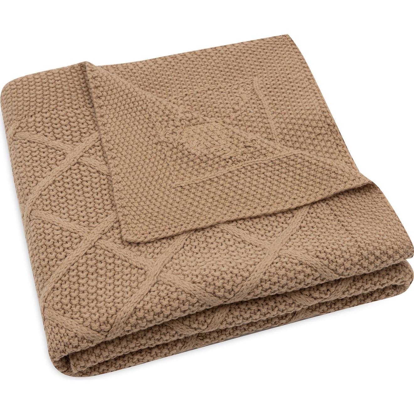 Couverture En Tricot Check Knit Oatmeal (75 X 100 Cm) Marron
