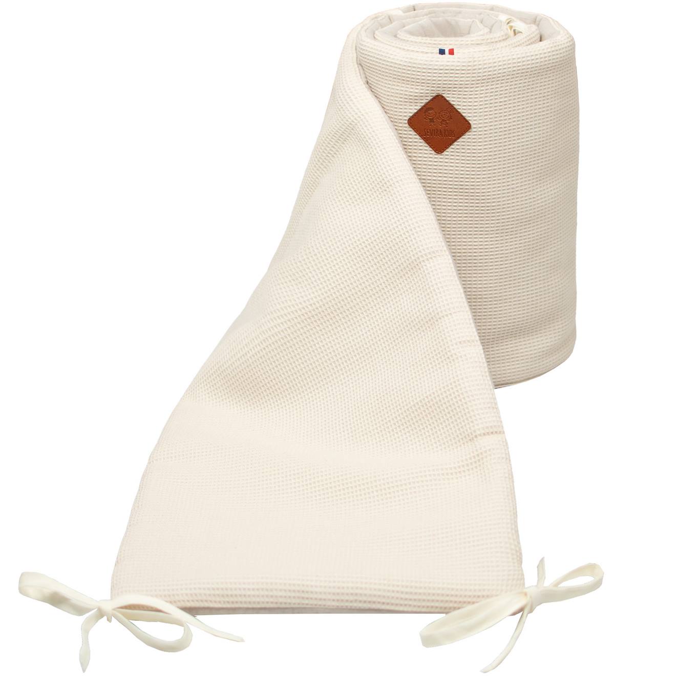 Tour De Lit Universel En Gaze De Coton Nid D'abeille Beige