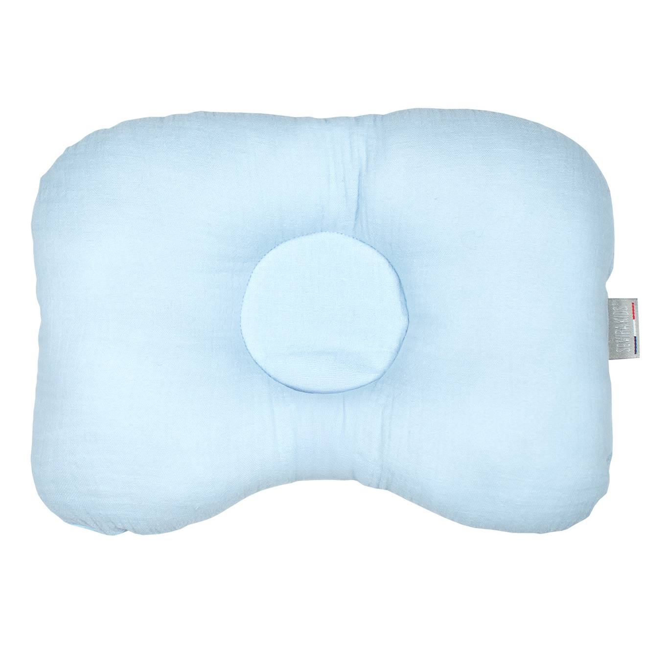 Coussin Cale-tête Ergonomique En Gaze De Coton Jeanne Bleu