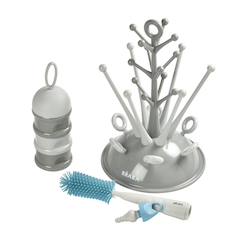 Puériculture-Repas-Biberonnerie-Coffret naissance égoutte biberon + boîte doseuse + goupillon