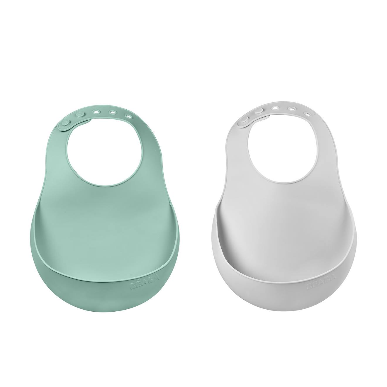 Lot De 2 Bavoirs En Silicone Gris/vert