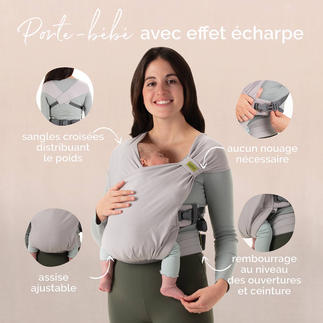 Porte-bébé Hybride Boba Bliss Gris Gris (Boba) - Image 1