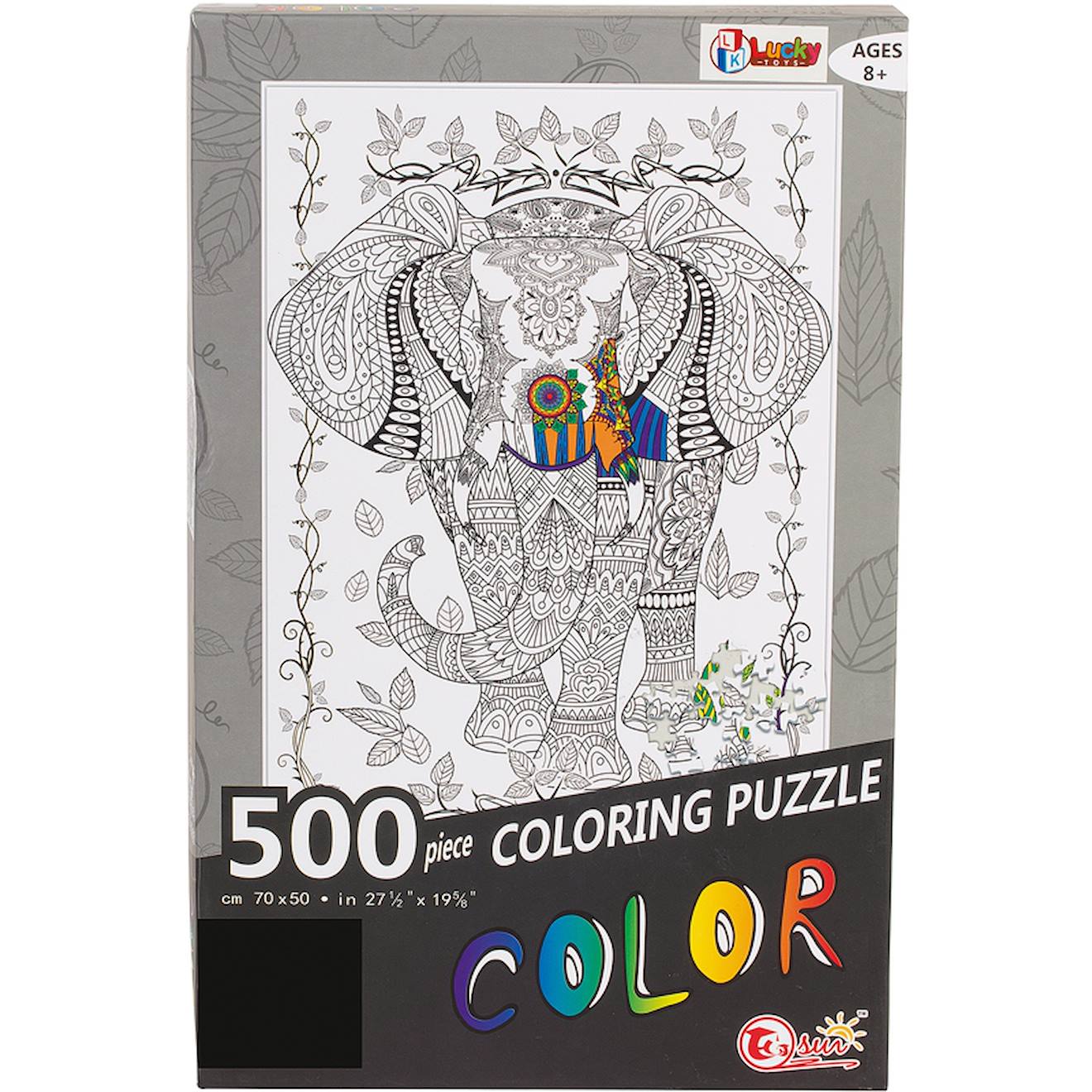 Puzzle 500 Pièces À Colorier Éléphant Multicolore