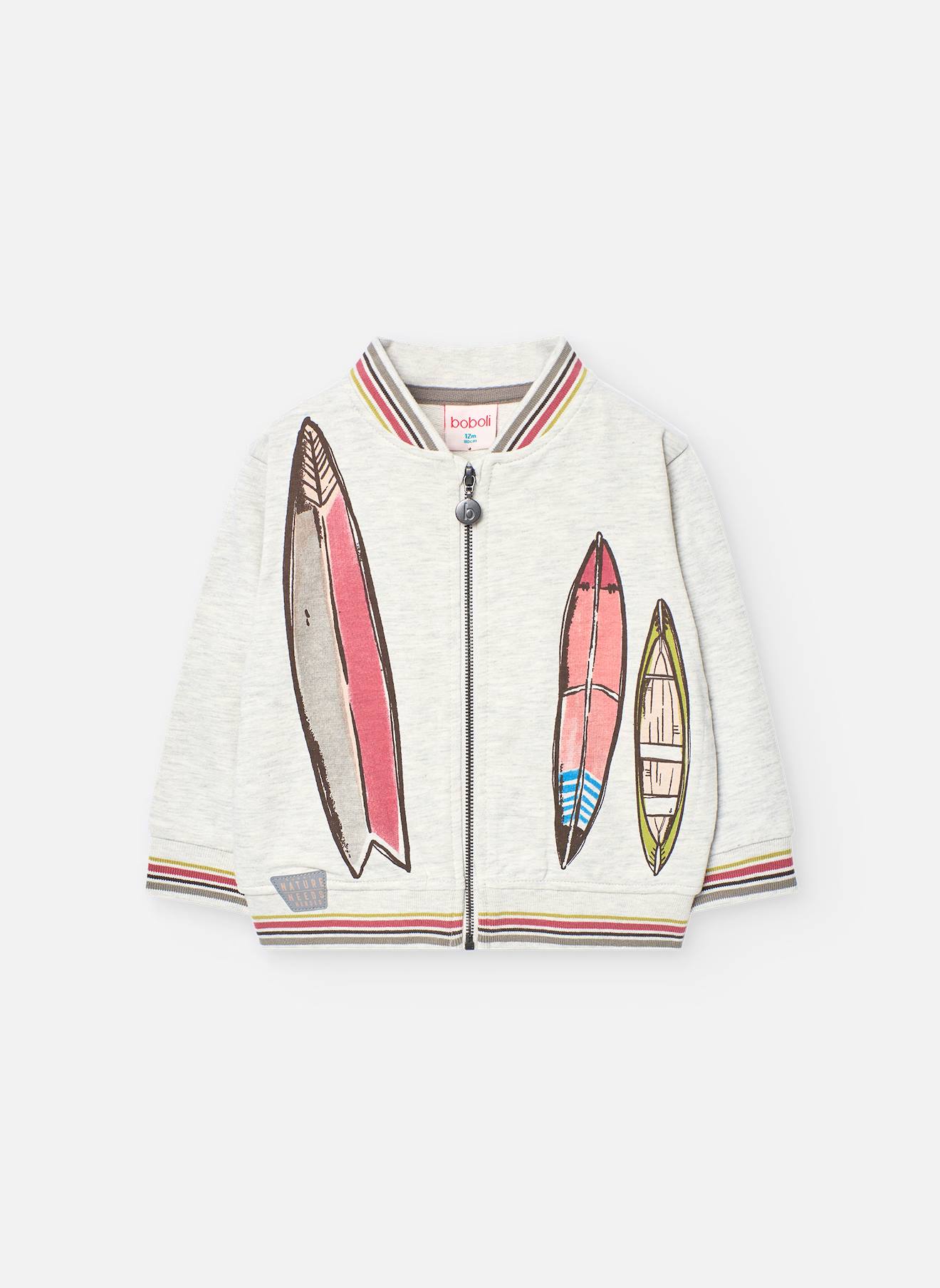 Veste En Coton Avec Fermeture Éclair Beige