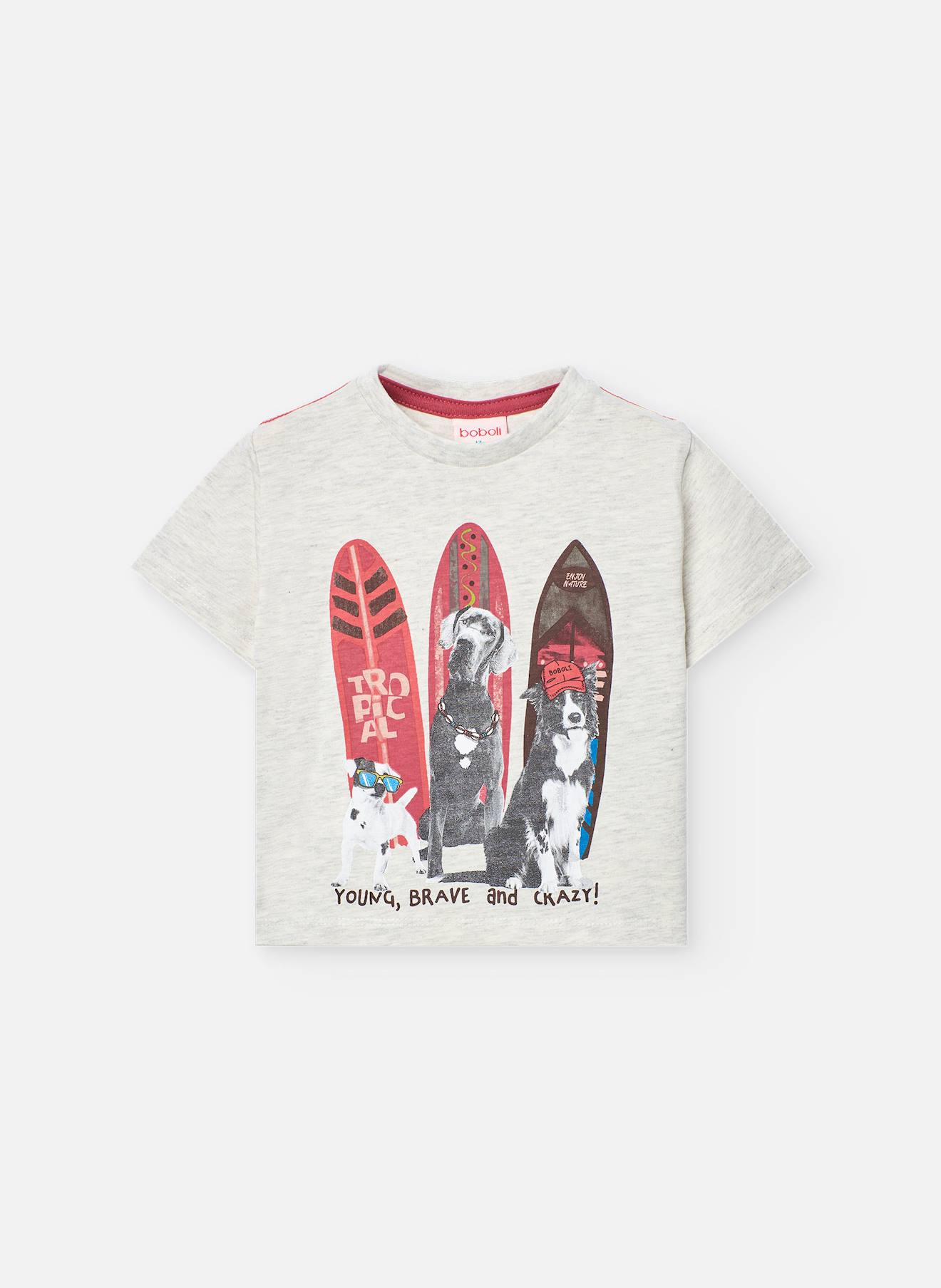 T-shirt En Coton Avec Dessin Frontal Beige