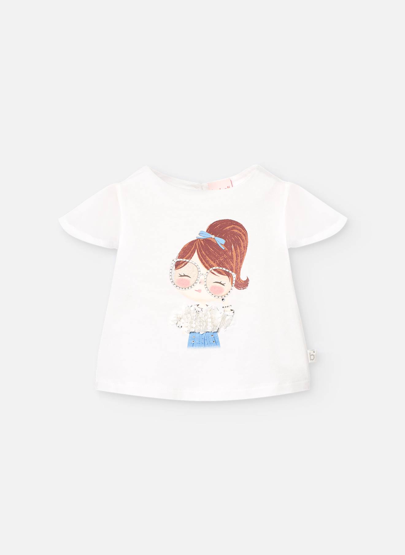 T-shirt À Manches Courtes Avec Dessin Frontal Blanc