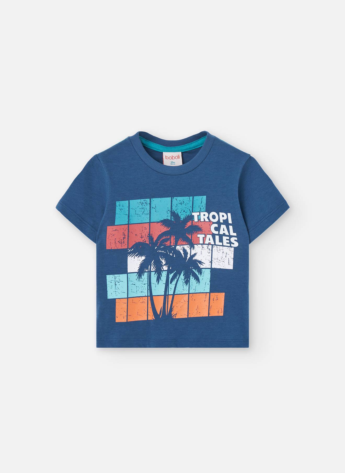T-shirt À Manches Courtes Avec Col Rond Bleu