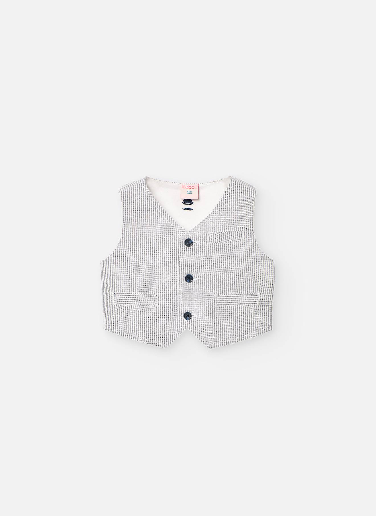 Gilet En Coton Avec Imprimé Rayures Bleu