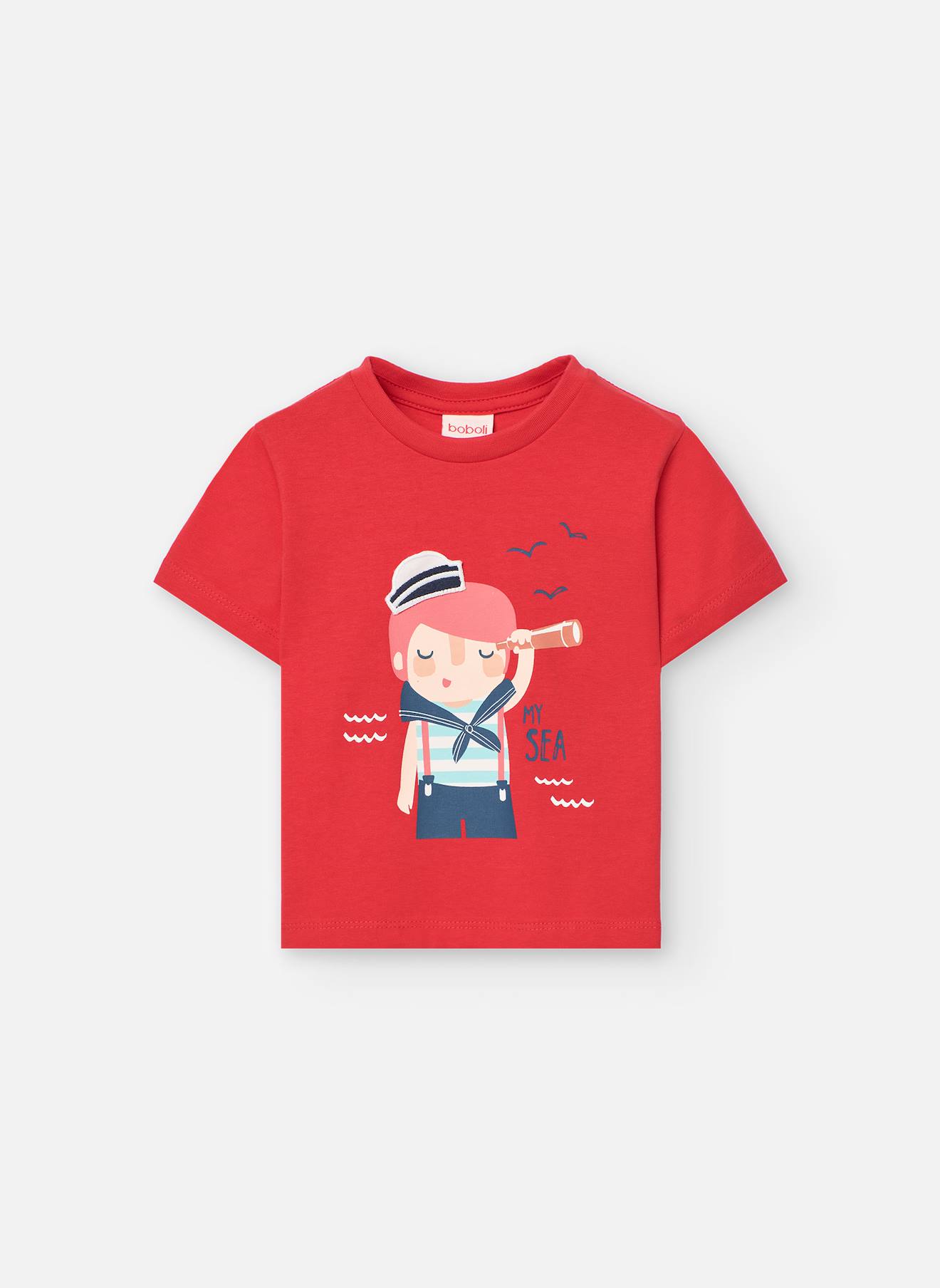 T-shirt À Manches Courtes Avec Col Rond Rouge