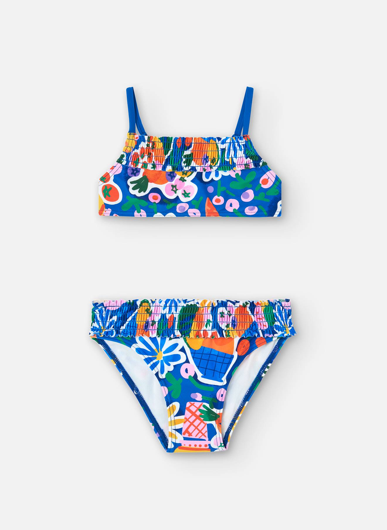 Bikini Imprimé Avec Bretelles Fines Ajustables Bleu