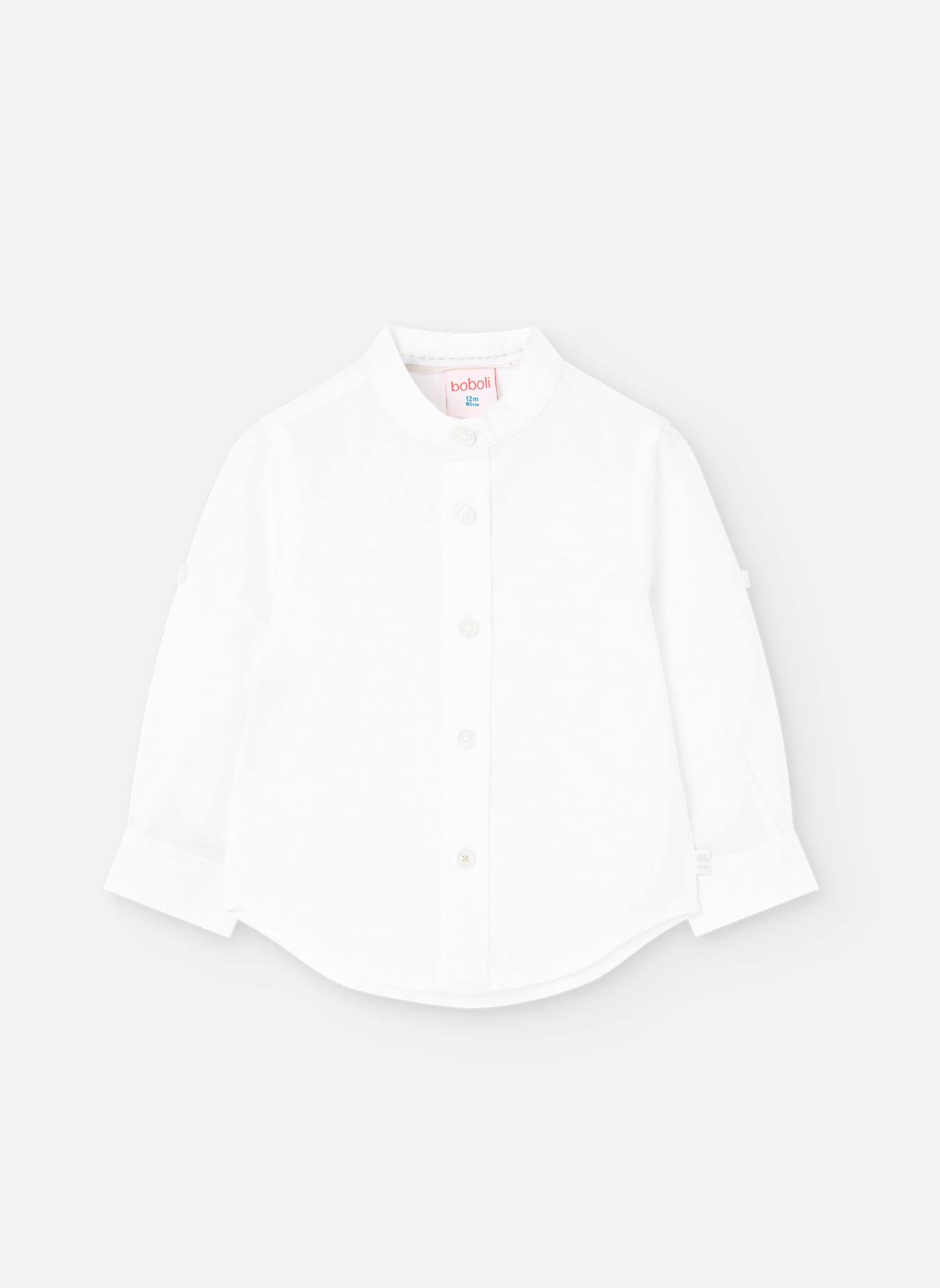 Chemise À Manches Longues Avec Col Mao Blanc