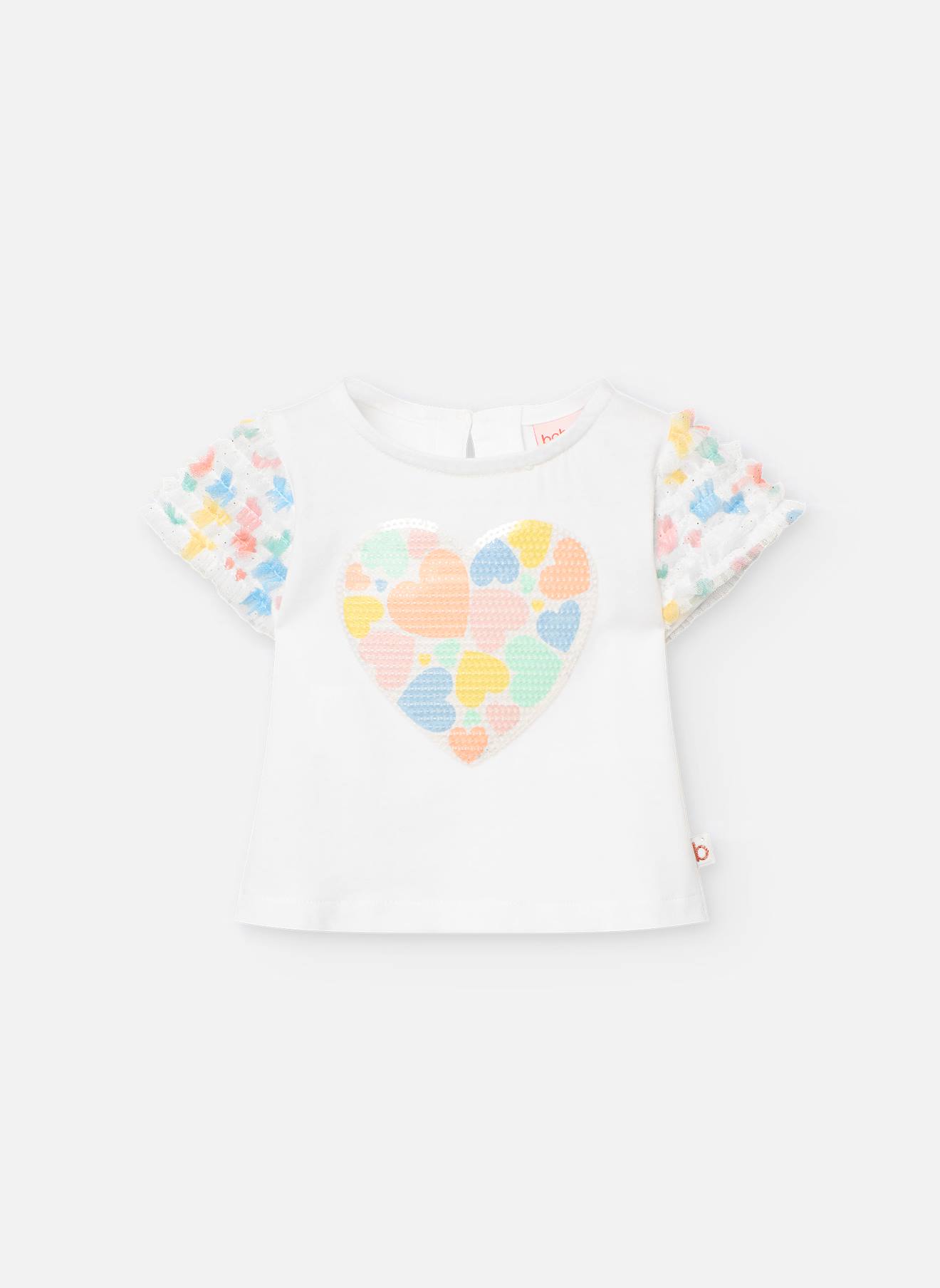 T-shirt À Manches Courtes Avec Cœurs Blanc