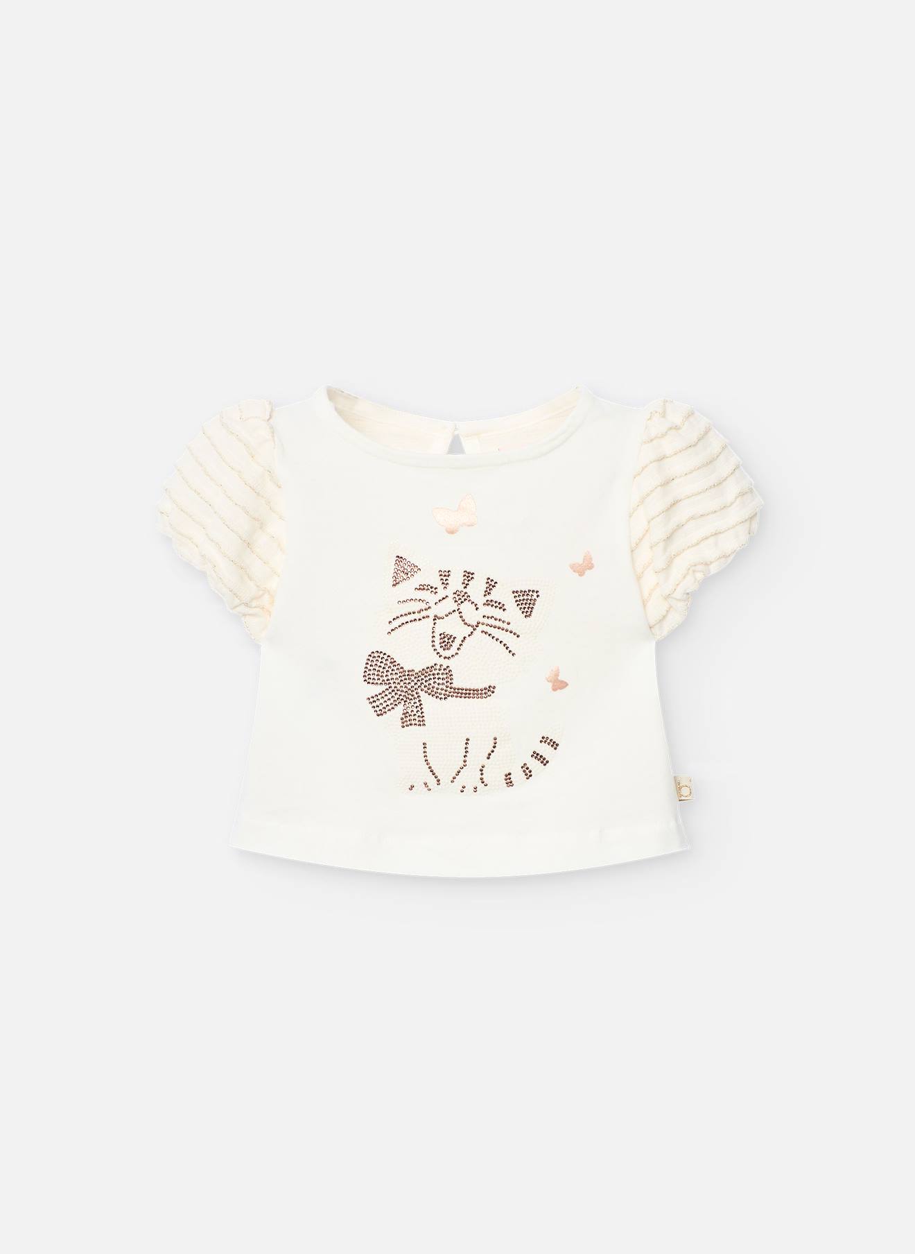 T-shirt Avec Dessin Sur Le Devant Et Manches Bouffantes Blanc