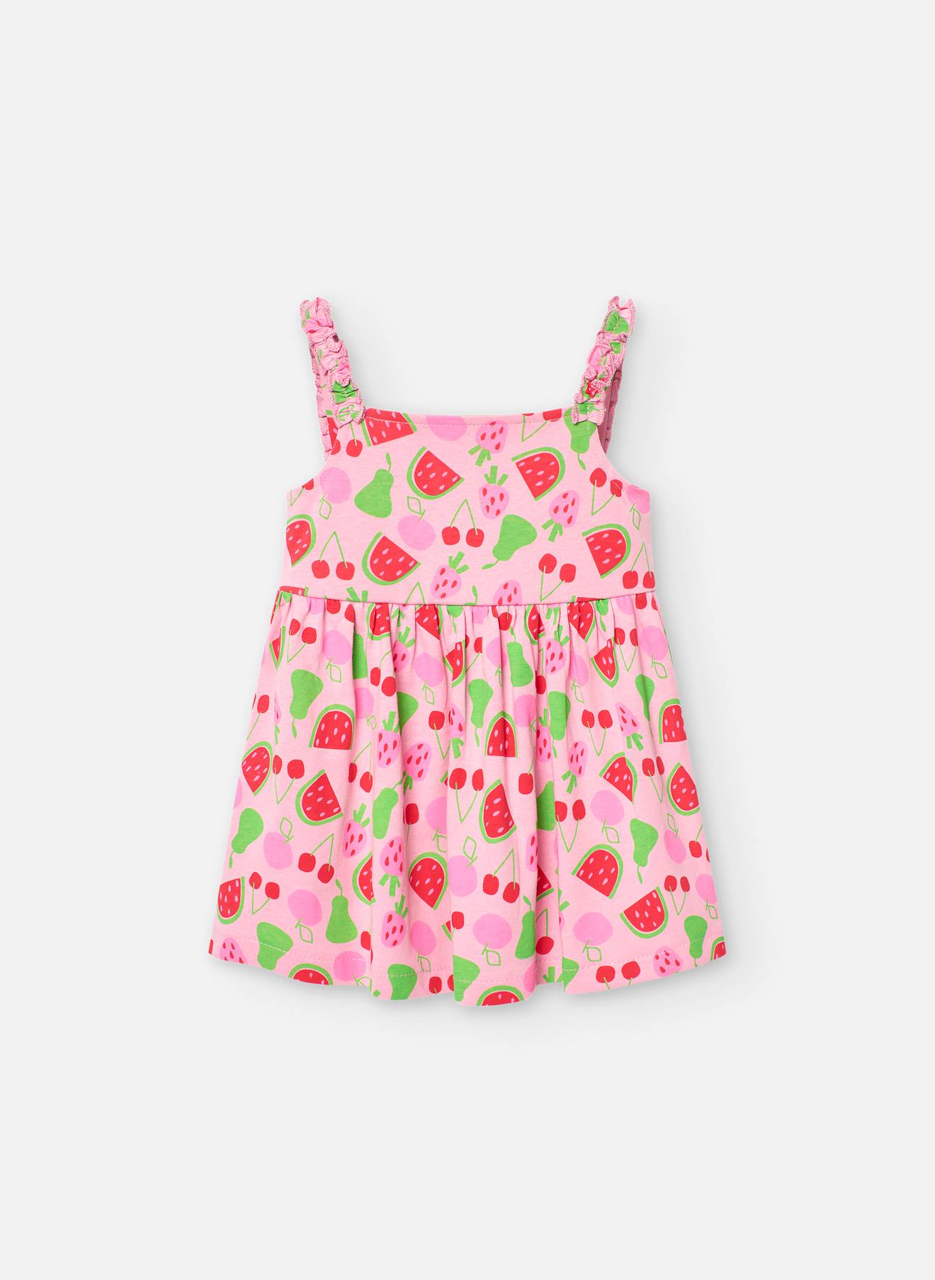 Robe À Bretelles Avec Imprimé Fruits Rose