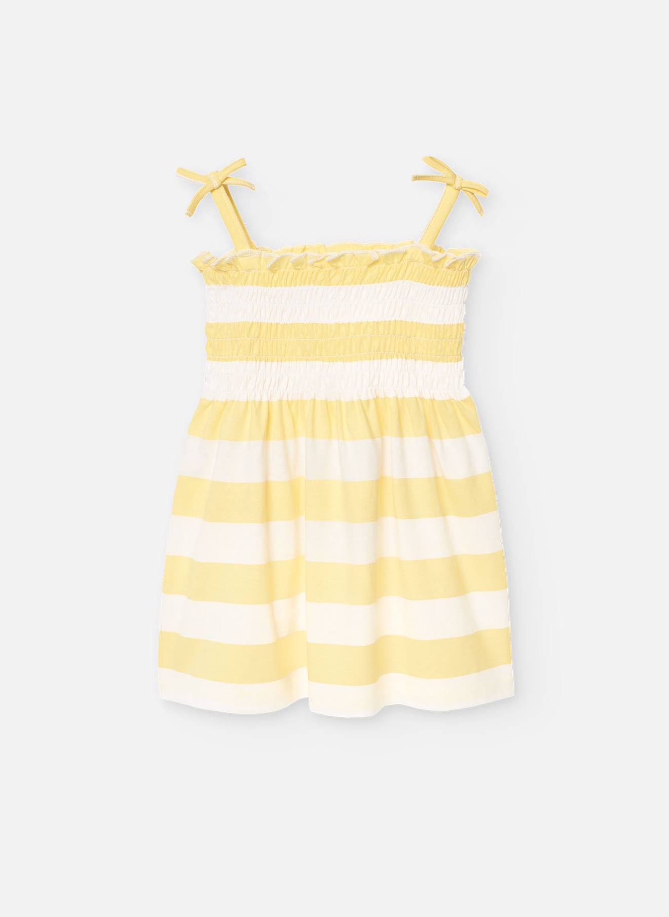 Robe Avec Imprimé Rayures Et Bretelles Ajustables Jaune