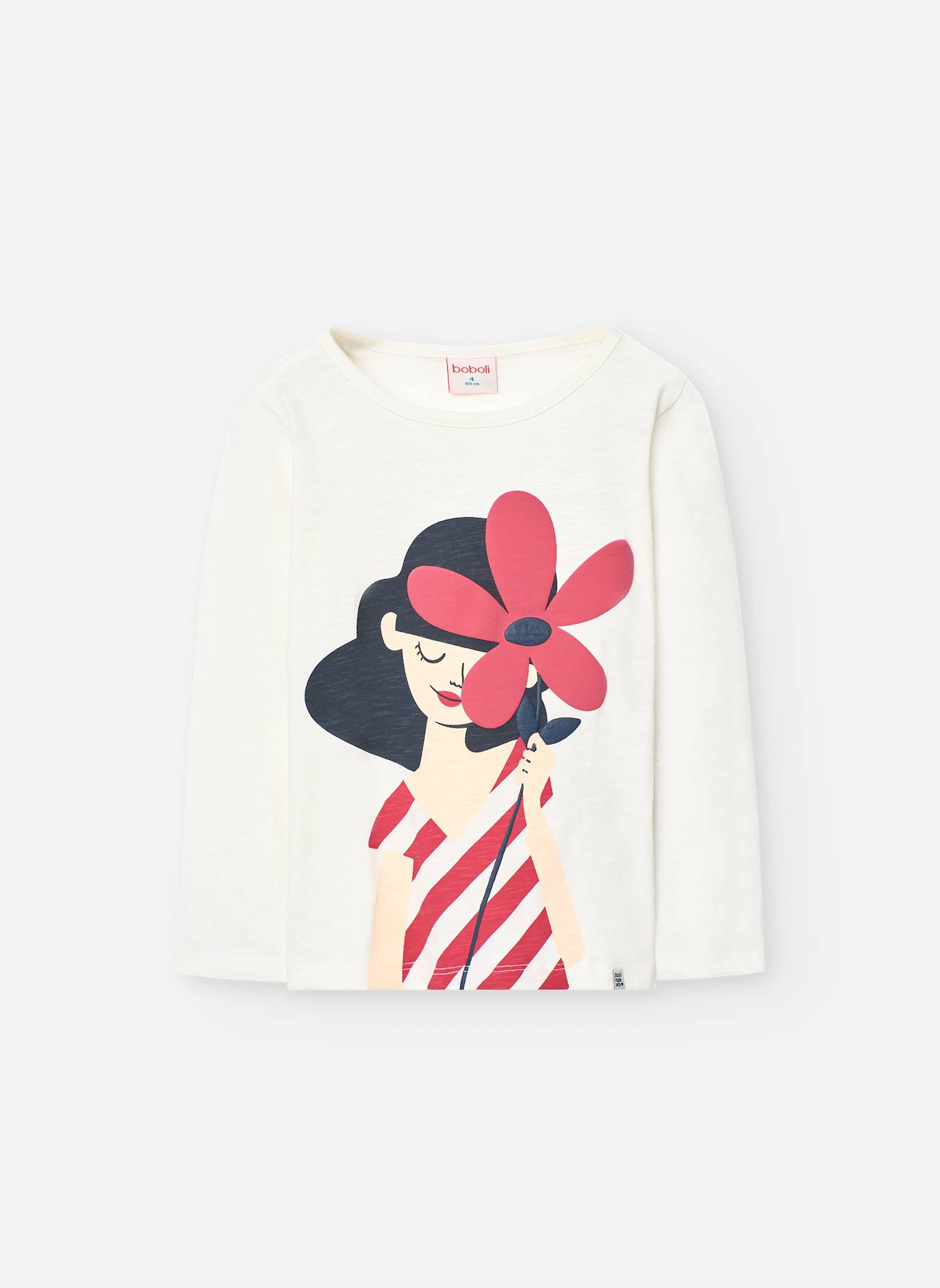 T-shirt À Manches Longues Avec Col Rond Blanc