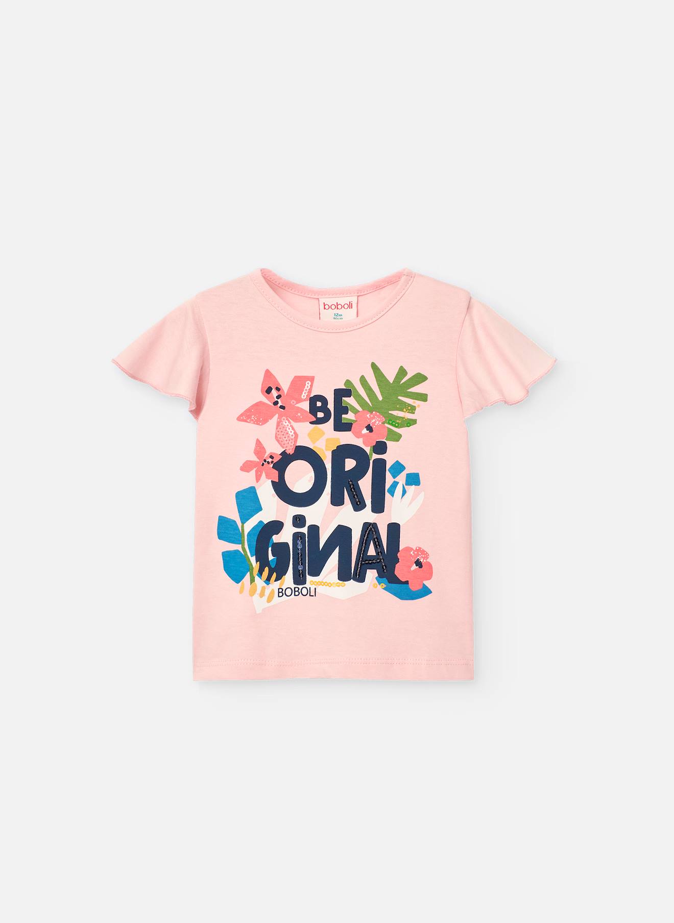 T-shirt À Manches Courtes Avec Col Rond Rose