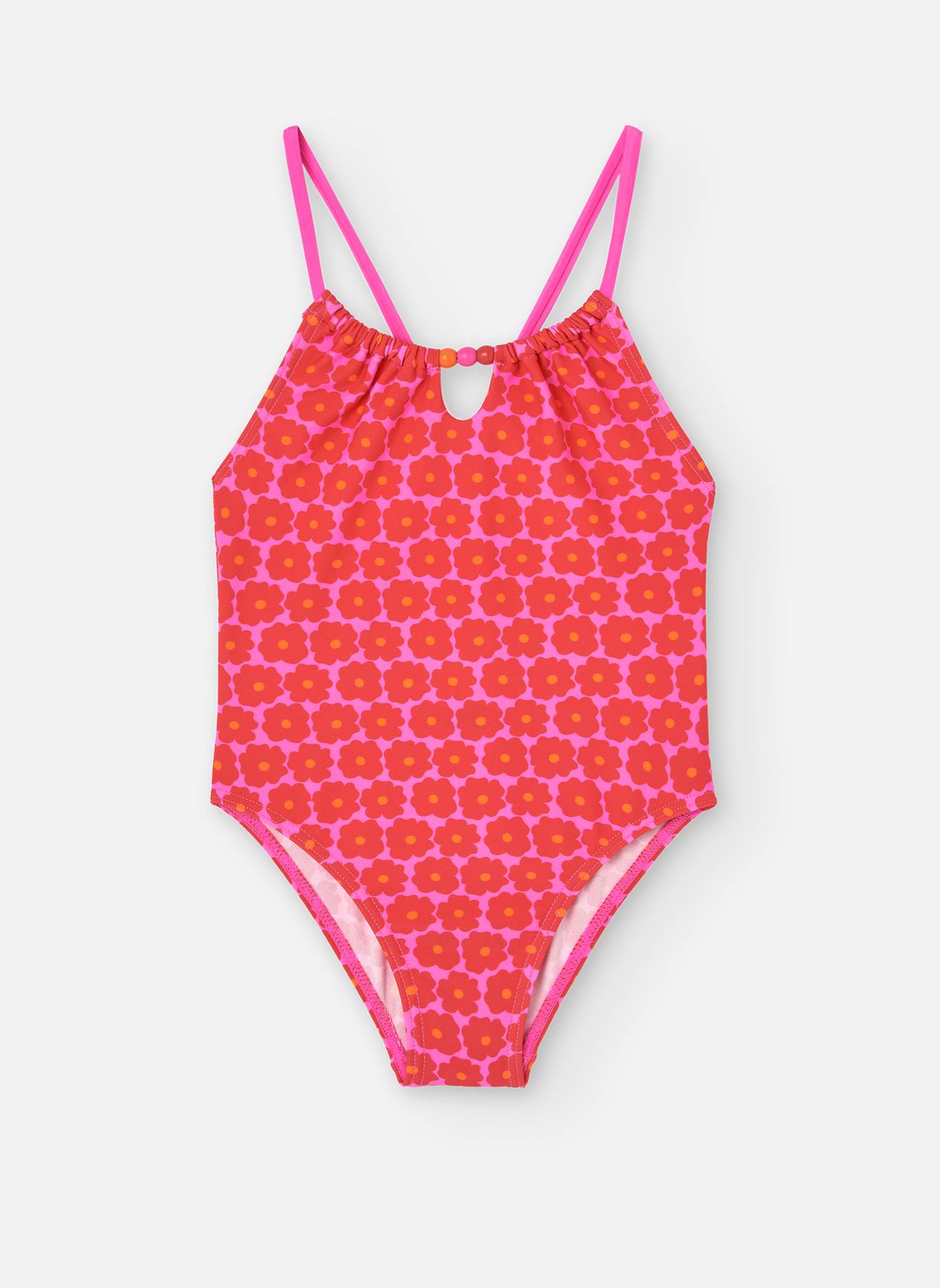 Maillot De Bain Avec Imprimé Fleurs Et Bretelles Croisées Rouge