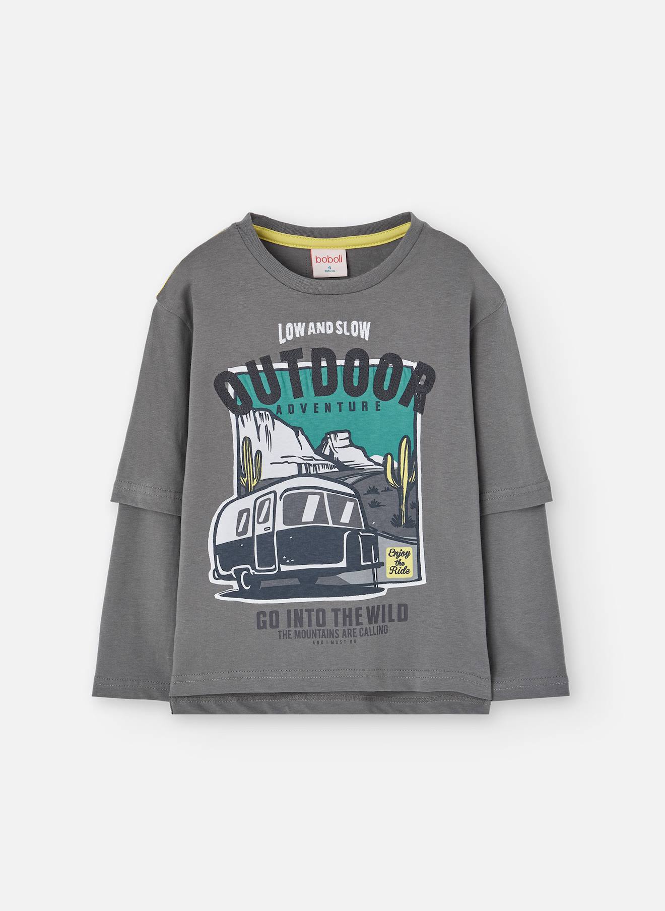T-shirt À Manches Longues Avec Col Rond Gris