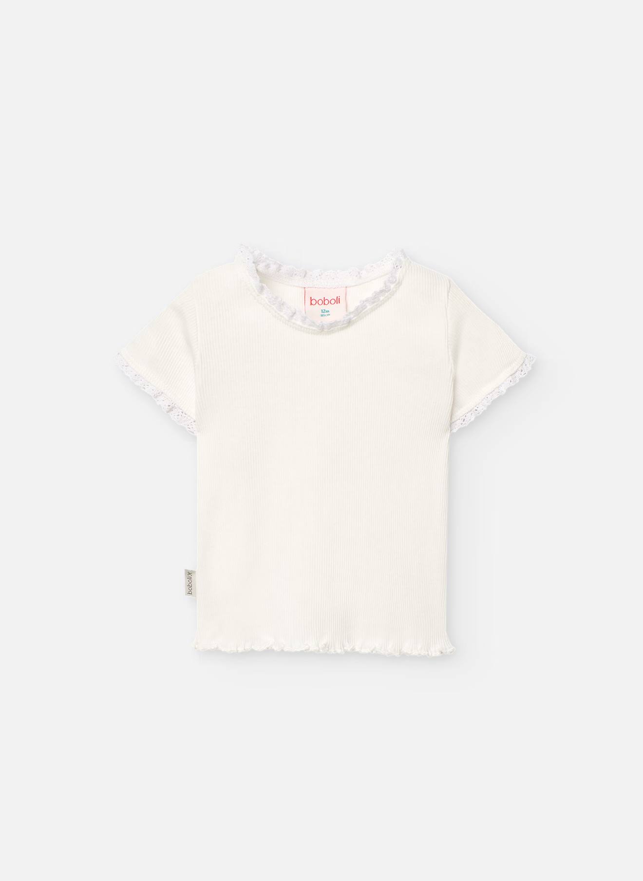 T-shirt En Coton Avec Bordure Au Col Et Aux Manches Blanc