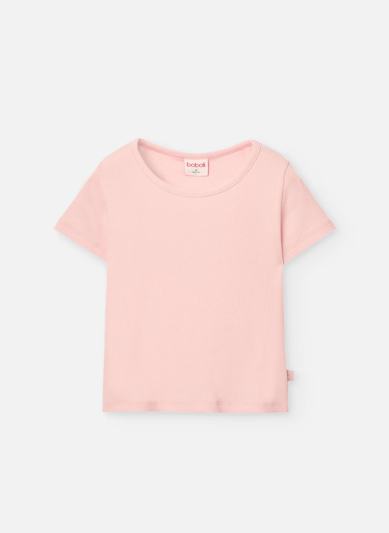 T-shirt À Manches Courtes Avec Col Rond Rose
