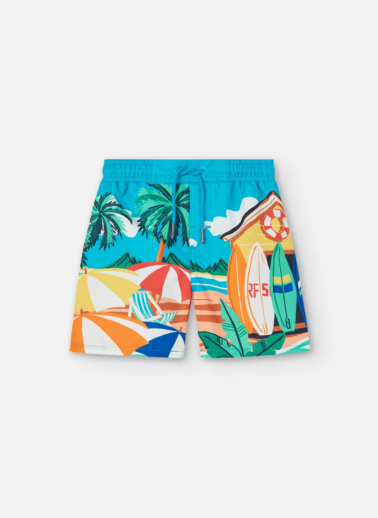 Maillot De Bain Imprimé Avec Cordon De Réglage Bleu