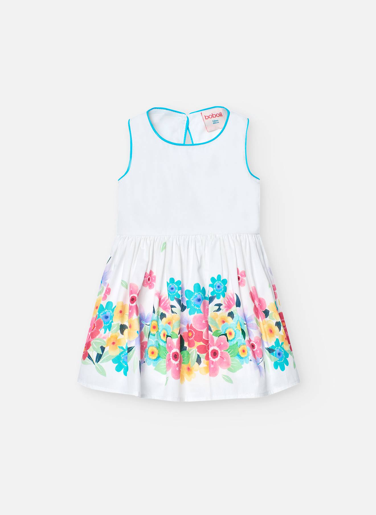 Robe Sans Manches Avec Imprimé Floral Sur La Jupe Blanc