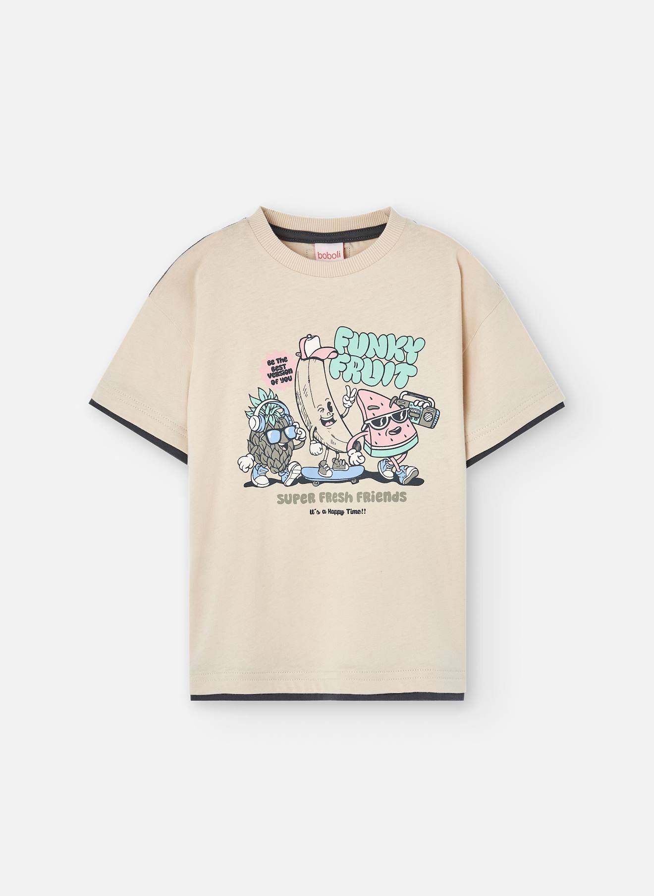 T-shirt À Manches Courtes Avec Col Rond Beige
