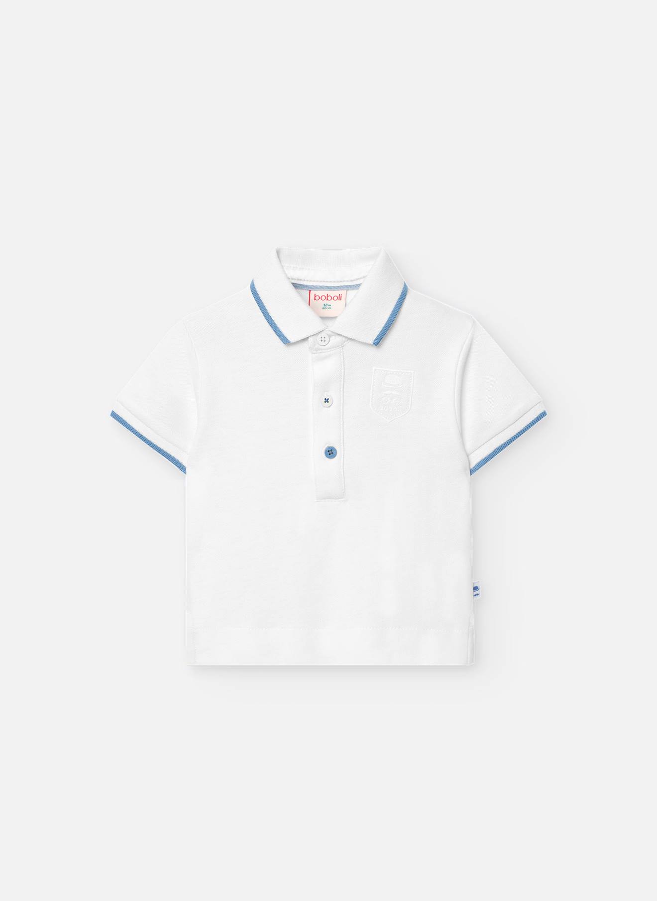 Polo Uni En Coton Avec Liserés Contrastants Blanc