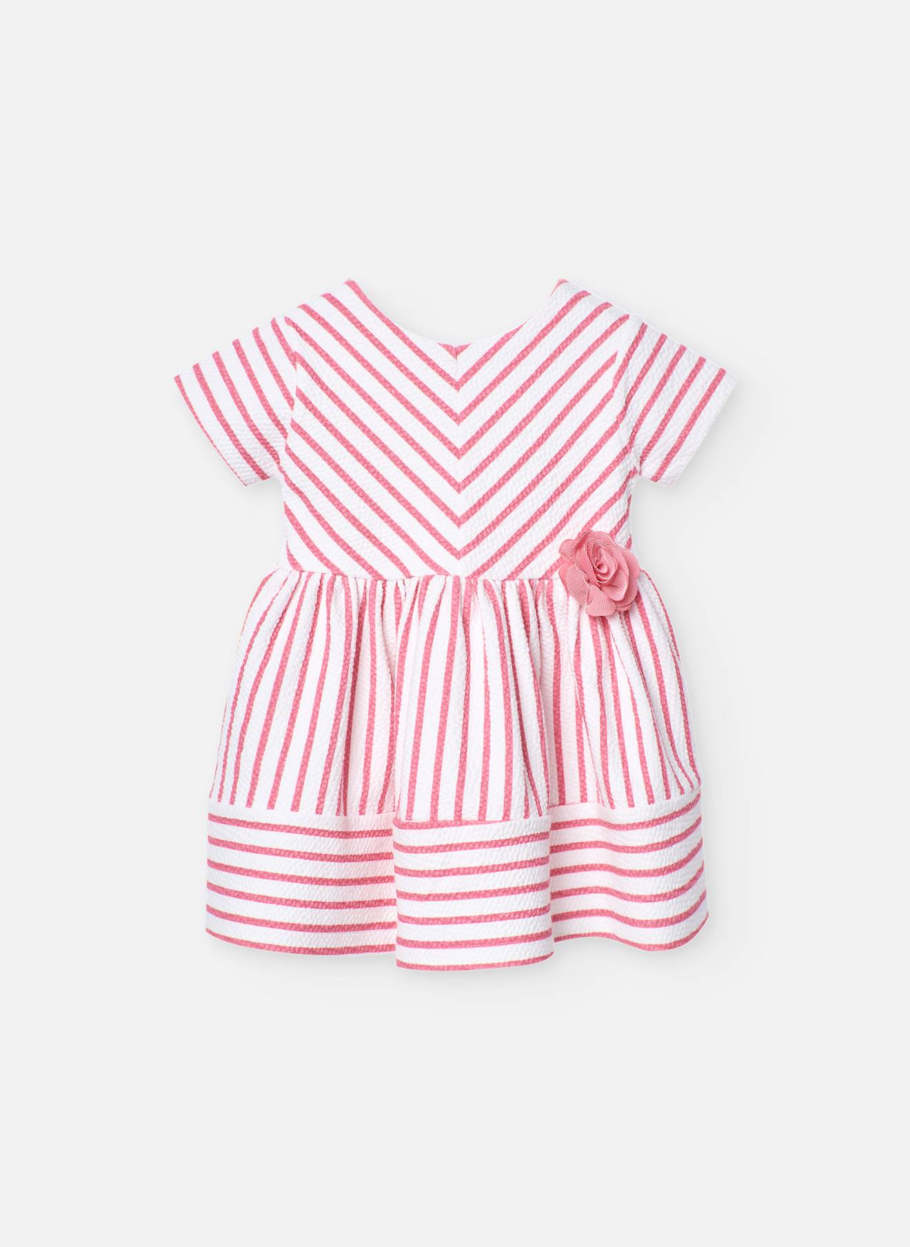Robe À Rayures Avec Fleur Décorative Rose