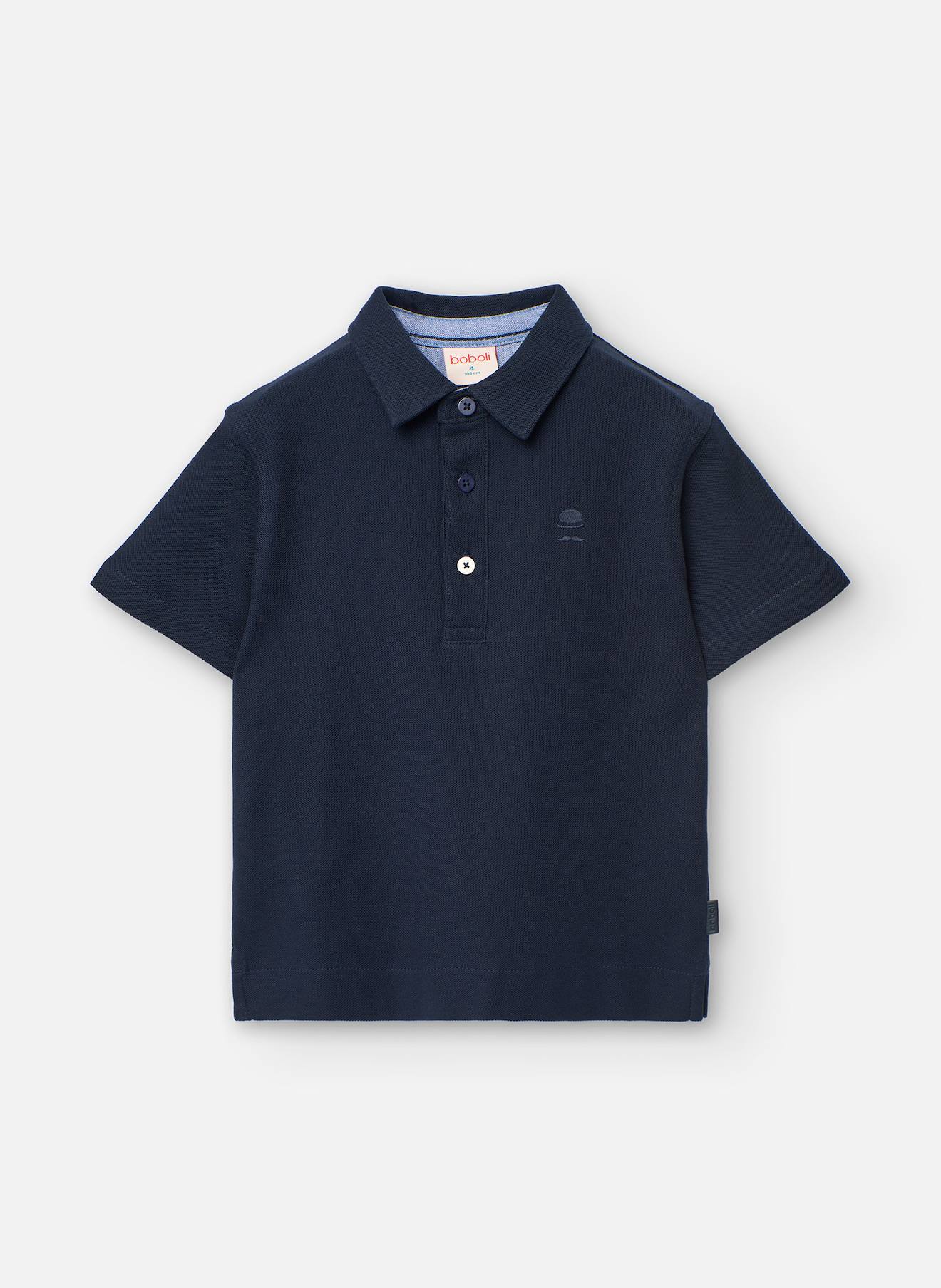 Polo À Manches Courtes 100% Coton Bleu