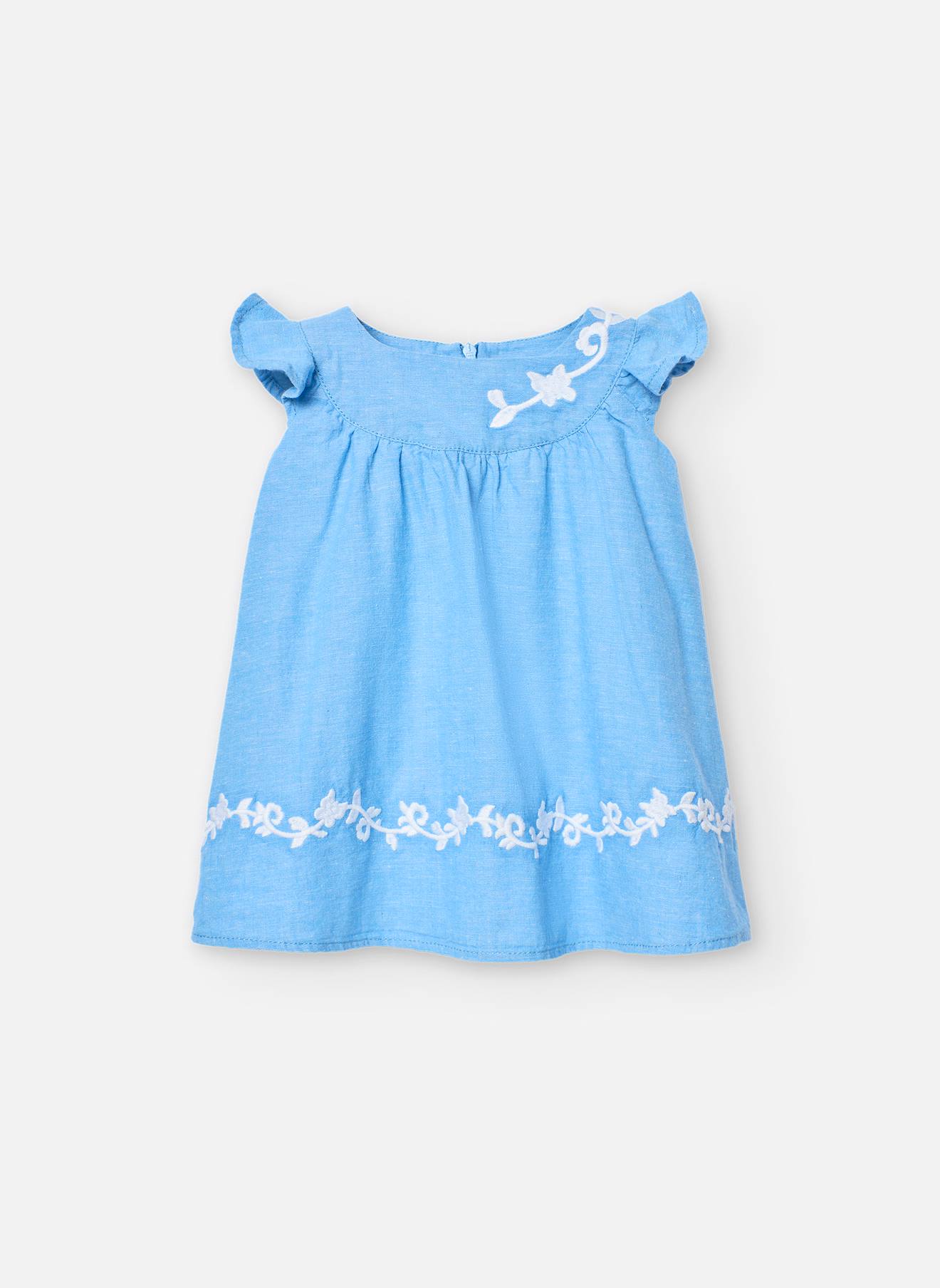 Robe Avec Détails Brodés Et Fermeture Zippée Dissimulée Au Dos Bleu
