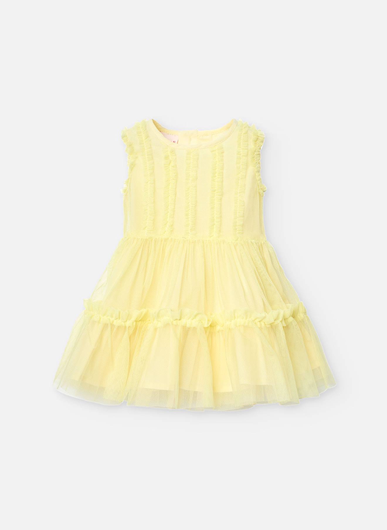 Robe En Tulle Sans Manches Jaune