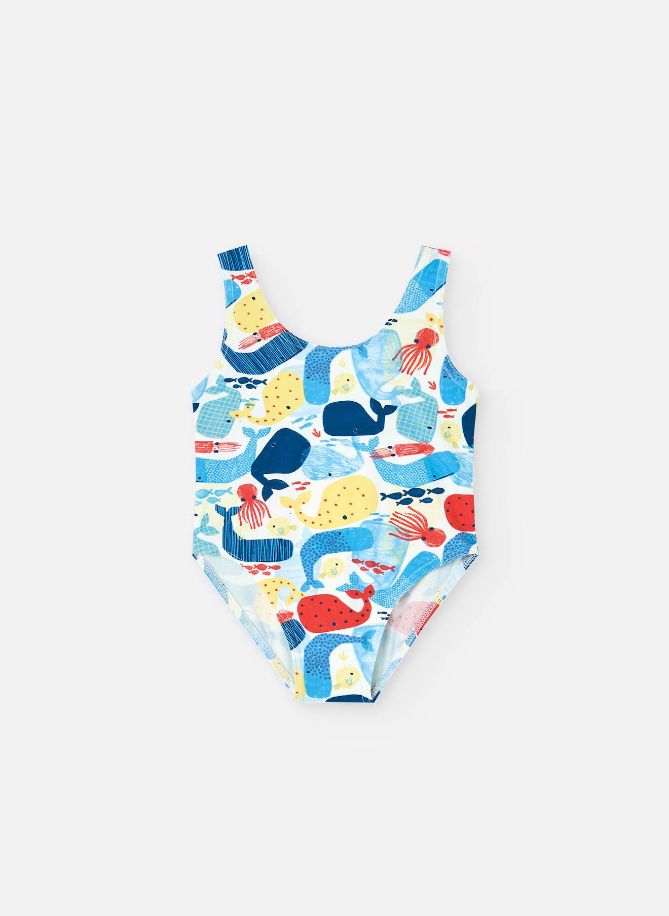 Maillot De Bain À Bretelles Larges Et Imprimé Fantaisie Bleu