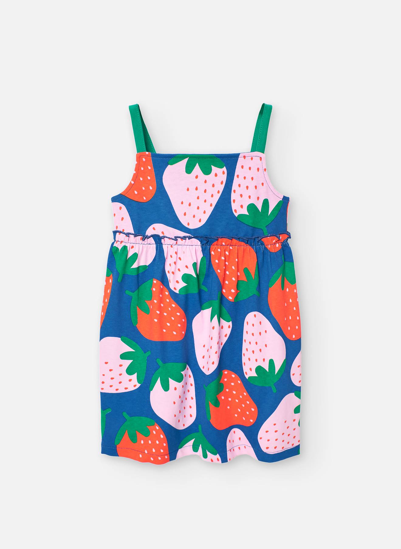 Robe À Bretelles Avec Imprimé Gros Fruits Bleu