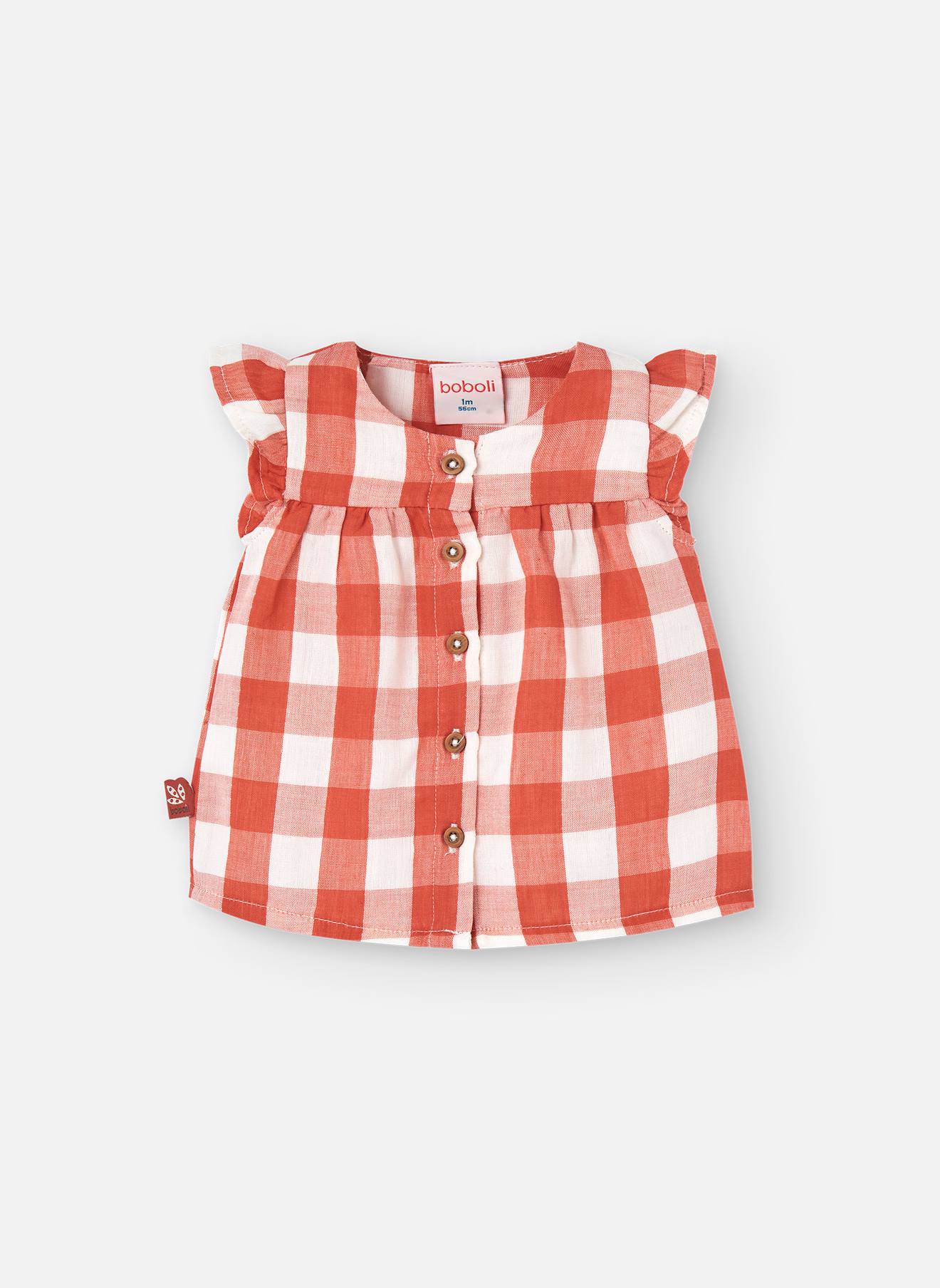 Robe En Coton Avec Imprimé Carreaux Orange