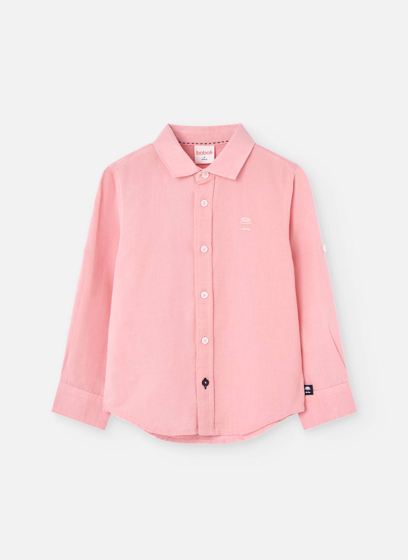 Chemise Unie À Manches Longues Rose