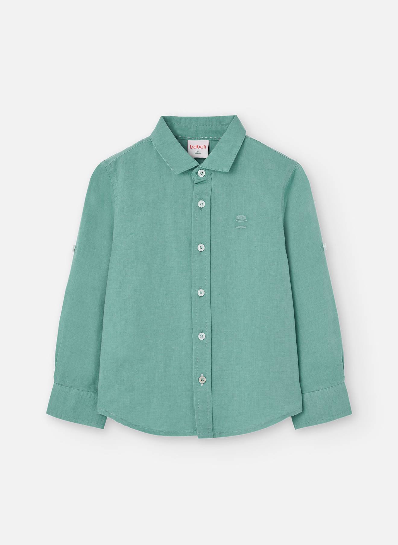Chemise Unie À Manches Longues Vert