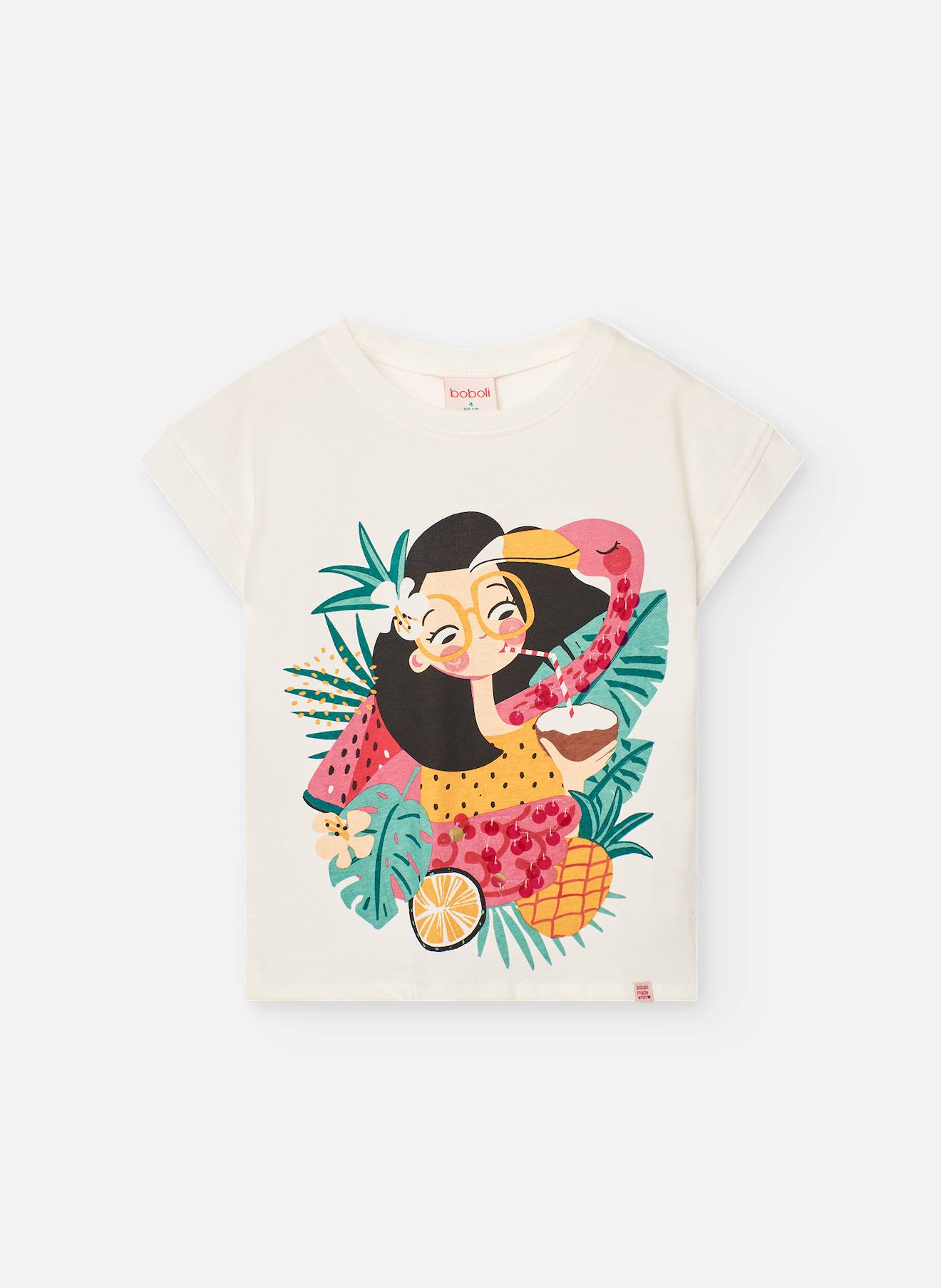 T-shirt En Coton Avec Dessin Frontal Blanc