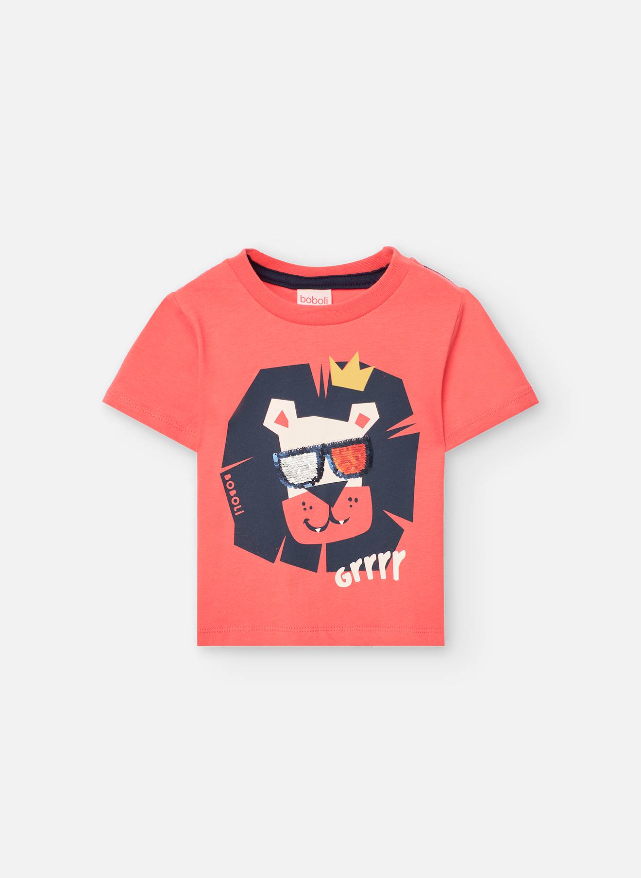 T-shirt À Manches Courtes Avec Col Rond Rouge